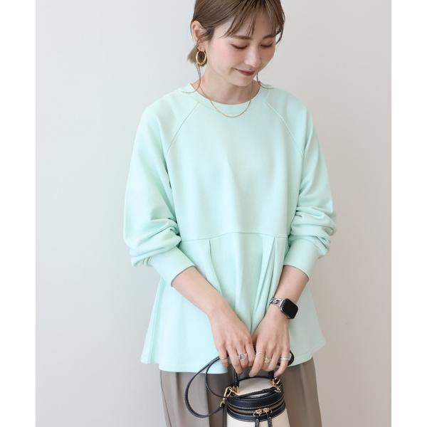 トレーナー スウェット 袖ボリュームペプラムスウェット レディース