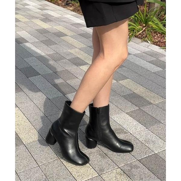 ブーツ ラウンドスクエアショートブーツ レディース