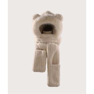 ニット帽 ニットキャップ Bear Fluffy Muffler Knit Hat レディース
