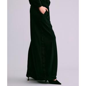 パンツ オーガンジーフリルサイドラインカーブワイドパンツ レディース