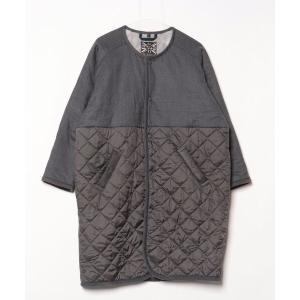 「LAVENHAM」 ノーカラーコート 38 チャコールグレー レディース