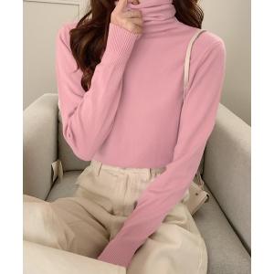 「AMOUR BOX」 タートルネックニット FREE ピンク レディース