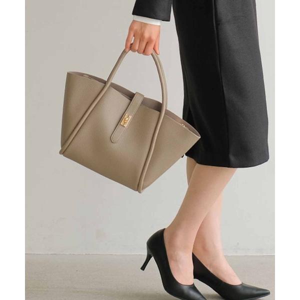 ハンドバッグ ポーチセットターンロック式ハンドバッグ