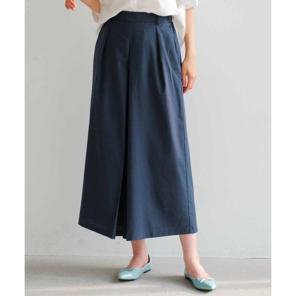 パンツ リネンタッチ素材のタック入りスカンツ レディース