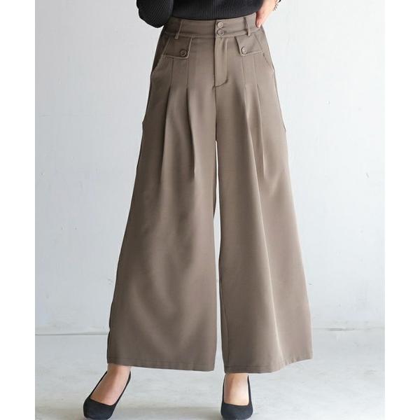 ワイドパンツ パンツ フロントタック入りワイドパンツ レディース