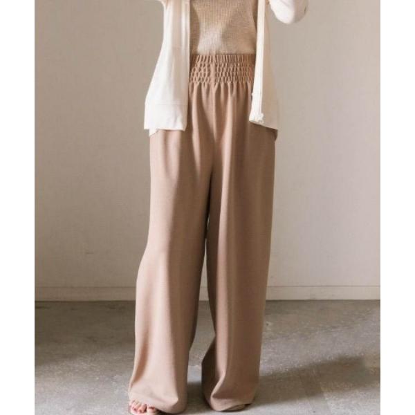 パンツ エンボス加工リラックスパンツ レディース