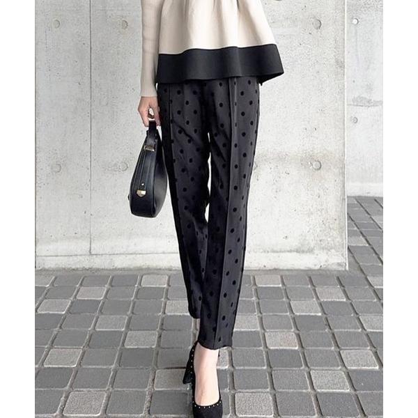 パンツ ドット柄テーパードパンツ レディース