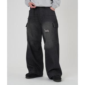 lilful ワイドパンツ カーゴパンツ フリンジダメージ加工ギミック