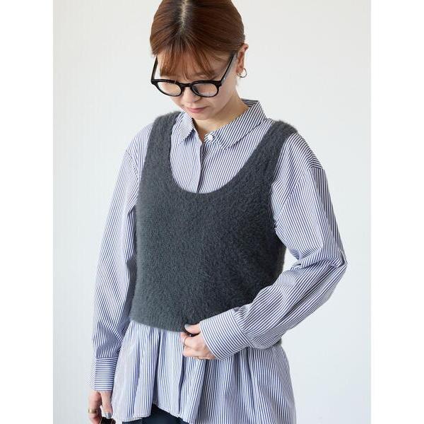 ニット セーター 前後2WAYフェザーニットビスチェ レディース