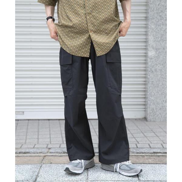 ワイドパンツ パンツ ウエストイージー ポリカーゴパンツ メンズ