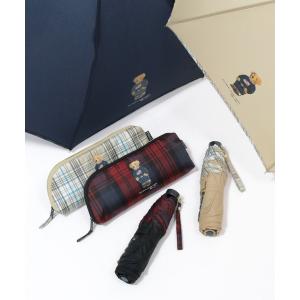折りたたみ傘 「WEB限定」折りたたみ傘 吸水傘袋付 ”POLO BEAR 無地×チェックパイピング” ポロベア レディース メンズ