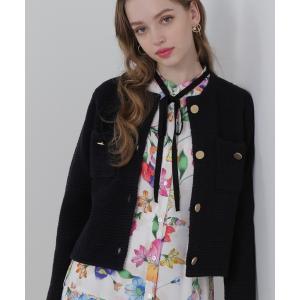 「PINKY&DIANNE」 ノーカラージャケット 38 ネイビー レディース