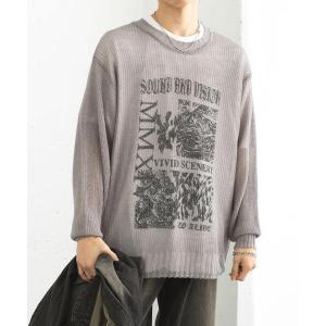 セーター ニット グラフィック ジャガードクルーネックニット