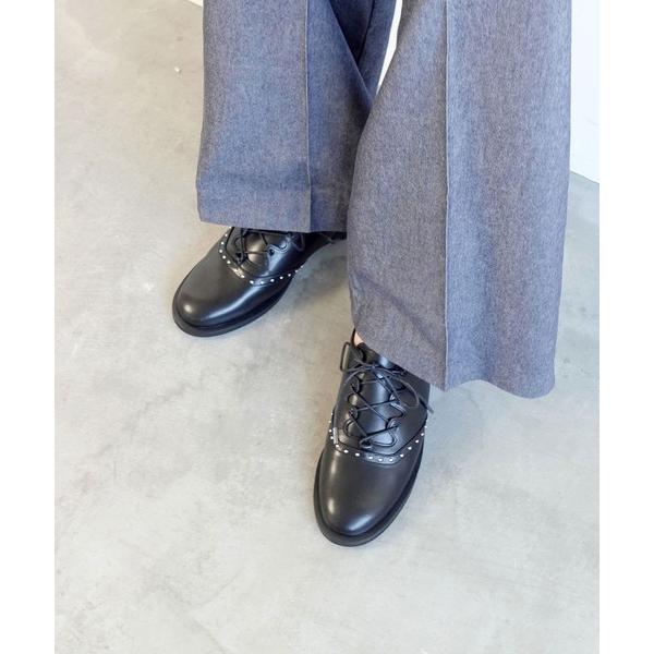 ローファー マイクロスタッズレースアップシューズ レディース