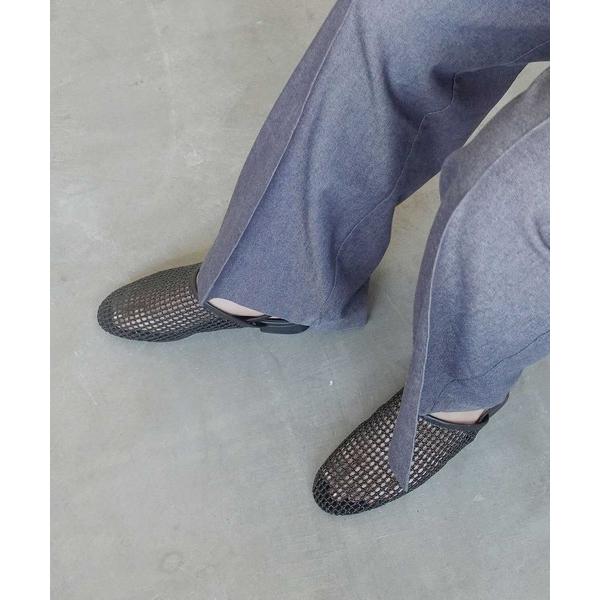 サンダル ラウンドメッシュフラットサンダル レディース