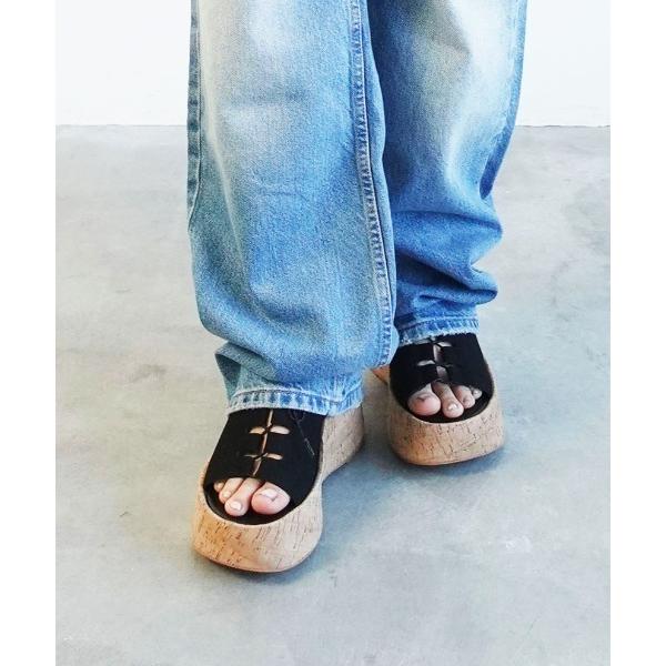 サンダル コルクソールレースアップサンダル レディース