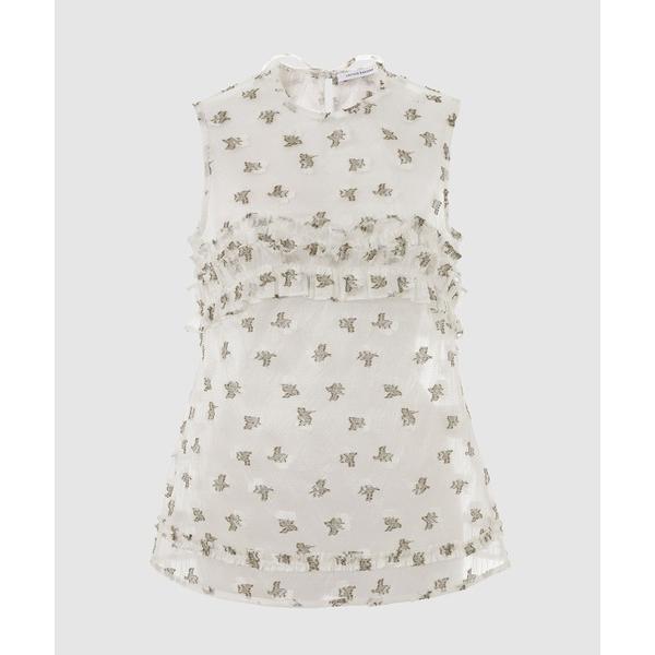 タンクトップ ノースリーブ TANK TOP WITH RUFFLE DETAILS レディース