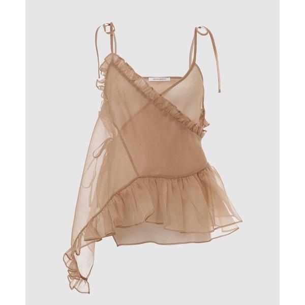 ブラウス シャツ STRAP TOP WITH WRAP CLOSURE AND RUFFLES レ...