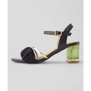 サンダル クリアヒールギャザーサンダル レディース