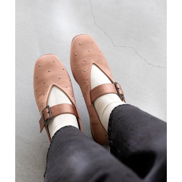 パンプス スタッズ メリージェーン フラットシューズ