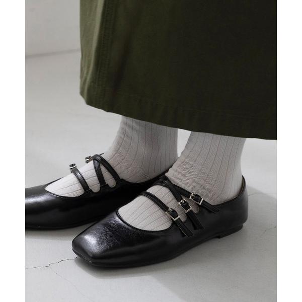 パンプス 3連ストラップ スクエアトゥ メリージェーンシューズ