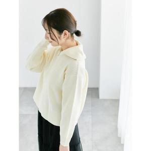 ニット セーター 無撚糸ハーフジップニット レディース