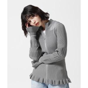 ニット セーター AULA AILA/アウラアイラ/別注フロントジップウェーブリブニット レディース