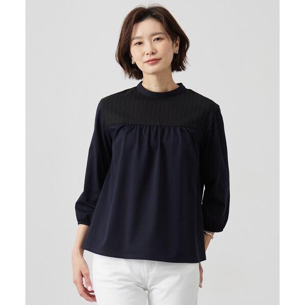 tシャツ 「洗える」プレーティングジャージー モックネックカットソー レディース
