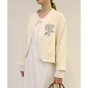 ジャケット ノーカラージャケット 旅する花。「ジャケット」 レディース