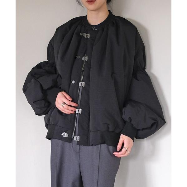 ブルゾン アウター ギャザーボリュームナイロンブルゾン レディース