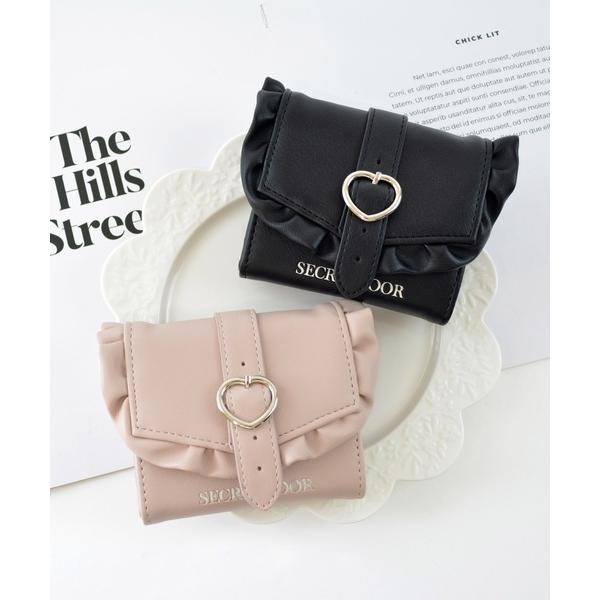 財布 フリル ハート ボックスコイン 三つ折り財布 ミニ財布 ルナ レディース