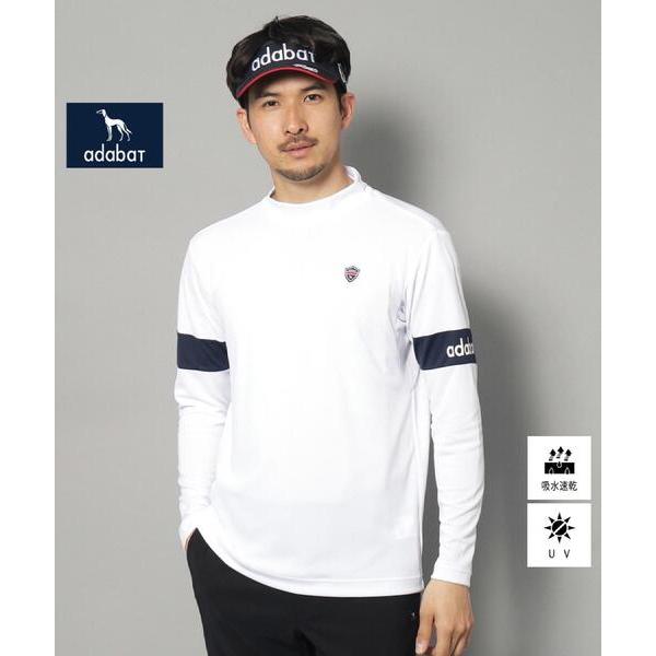 tシャツ 「新レーベル ADABAT NAVY」UVカット/吸水速乾 アームラインモックネックプルオ...