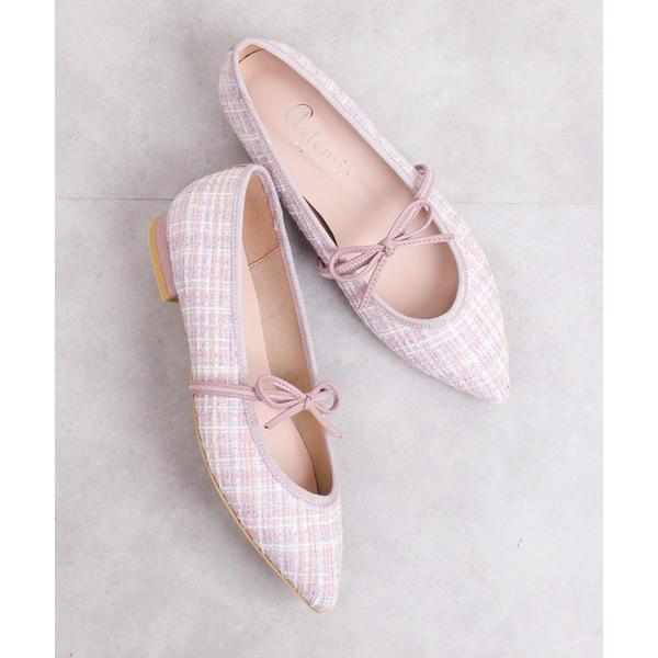バレエシューズ パンプス ポインテッドトゥ　甲リボンメリージェーンフラットシューズ
