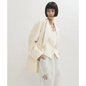 ジャケット テーラードジャケット リネンMIXオーバージャケット レディース