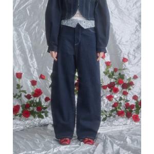 ジーンズ デニム デニムパンツ lace docking design denim pants/レースドッキングデザインデニムパンツ レディース