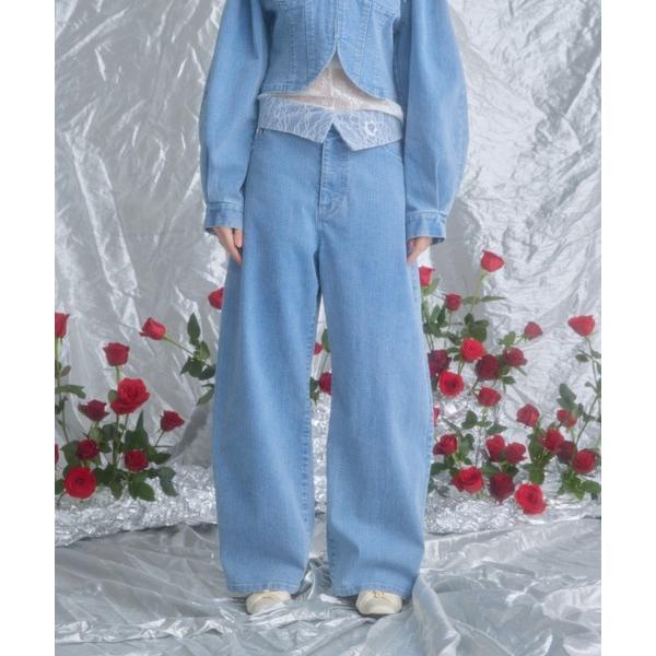 ジーンズ デニム デニムパンツ lace docking design denim pants/レー...