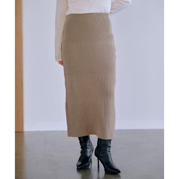 スカート ウォッシャブルパターンリブIラインスカート 「低身長・小柄女性」