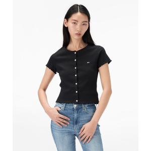 tシャツ リブショートスリーブトップ レディース