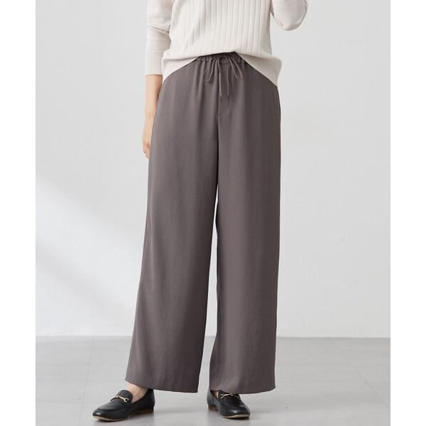 パンツ 「洗える」バックサテンジョーゼット リラックス パンツ レディース