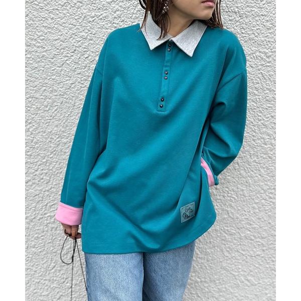 ポロシャツ ポロ 配色 Wフェイス オーバーサイズ ポロ 衿つきプルオーバー レディース メンズ