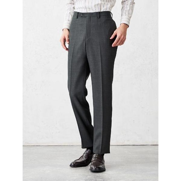 スラックス 「EDWINコラボ」デニムライクウールセットアップパンツ 　ストレッチ　ブラウン/カーキ...