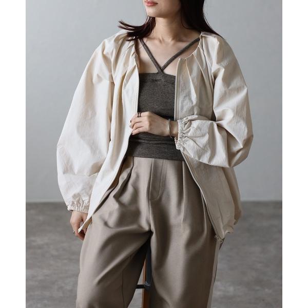 ジャケット ノーカラージャケット 「Fizz/フィズ」　ゆったりタックバルーンブルゾン レディース