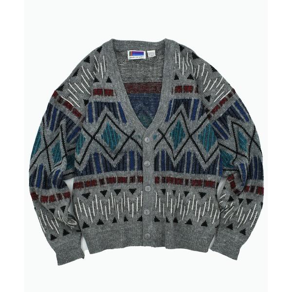 カーディガン 「ヴィンテージ古着」80-90’s SWENTER GRAP BIX 総柄 ニットカー...