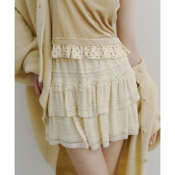 スカート lace tiered frill mini skirt／レースフリルティアードミニスカー...