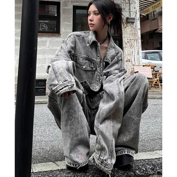 デニムジャケット gジャン ヴィンテージ ウォッシュ セットアップ デニムジャケット デニムパンツ ...