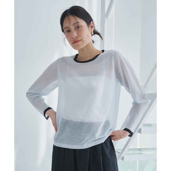 ニット セーター 長袖シアーニットトップス-手洗い可- レディース