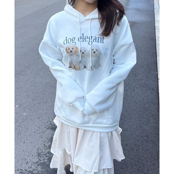 パーカー ブルーリボンDOGパーカー レディース