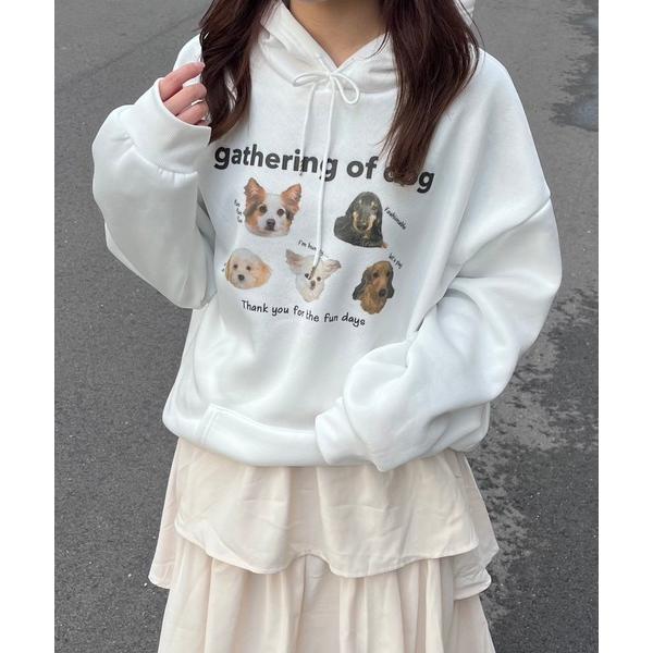 パーカー いぬ顔パーカー レディース