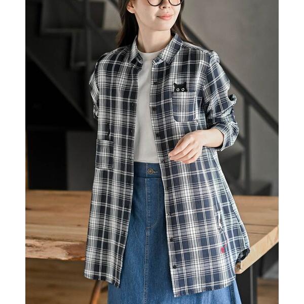 チュニック ねこだらけ３ポケットシャツチュニック