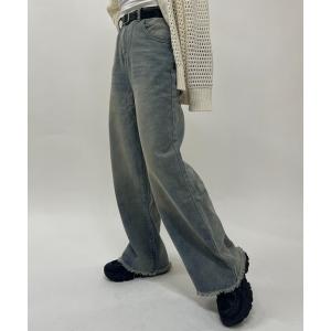 ワイドパンツ ジーンズ デニム デニムパンツ ヴィンテージ風 ストレート デニムパンツ レディース
